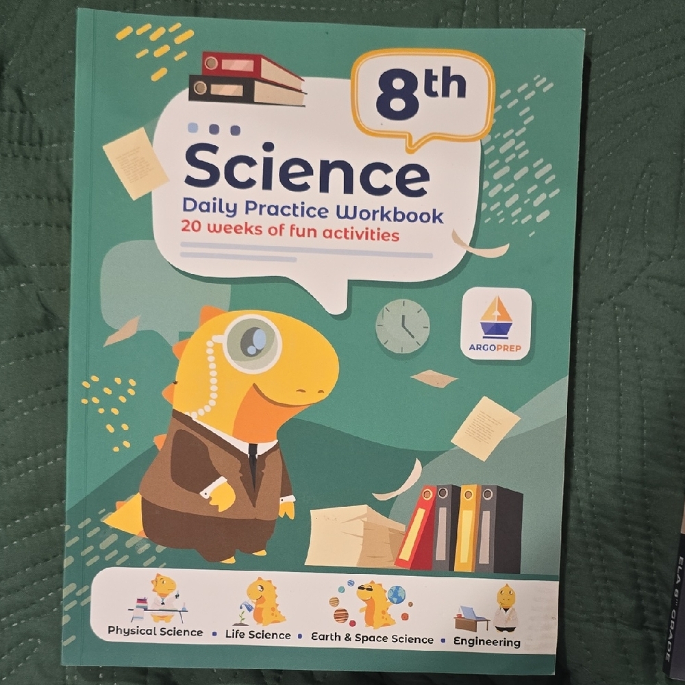 8th Grade Science And 8th Grade Common Core ELA Workbook by ArgoPrep